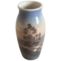  Dahl Jensen Porcelain Vase with Lake and House Motif #36