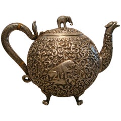Sterling Silber Teekanne Bhuj, Kutch, Indien 1870-1890, British Colonial