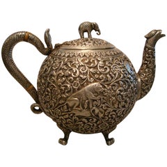 Sterling Silver Teapot Bhuj, Kutch, India 1870-1890, British Colonial