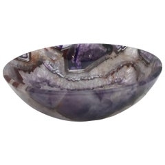 Large Hand-Carved Semi-Precious Gemstone Amethyst Bowl from India