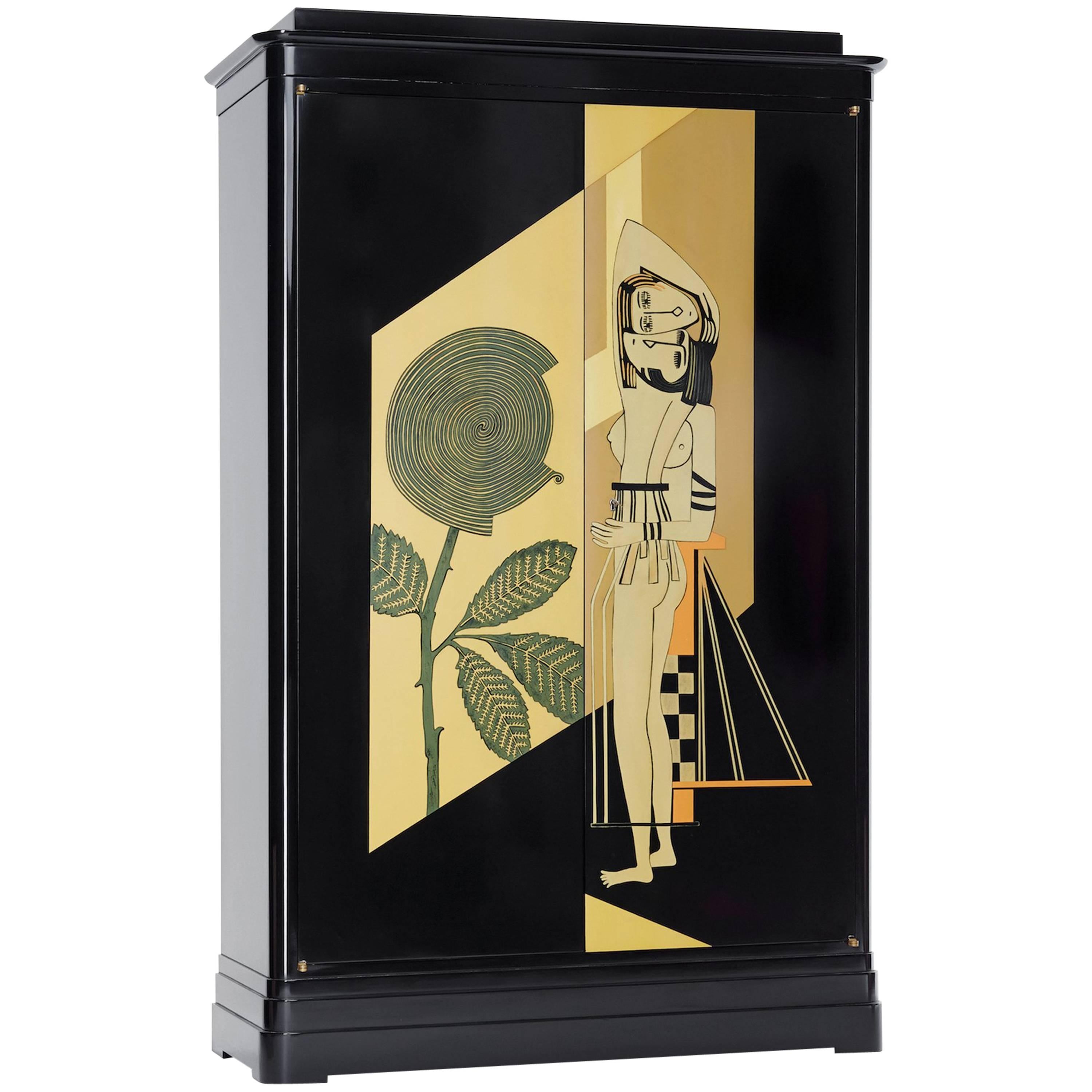 Art Deco Cabinet ‘Hommage À Jean Dunand’ - Lacquered Wood