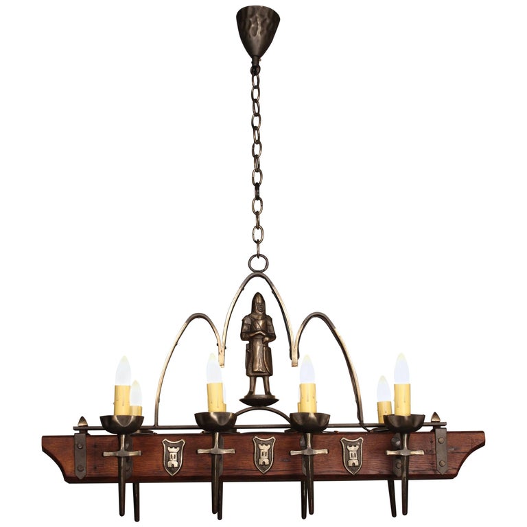 Antique 1930s Spanish Revival Wood And, 1930s Spanish Revival Chandelier