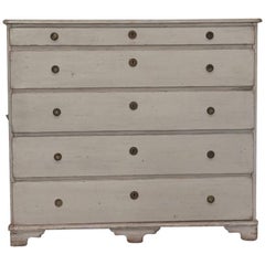White Painted Gustavian Five-Drawer Commode