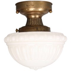 Antique 1920s Ceiling Mount with Period School House Globe Glass Shade
