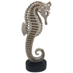 Large Mounted Seahorse Carved from North American Moose Antler