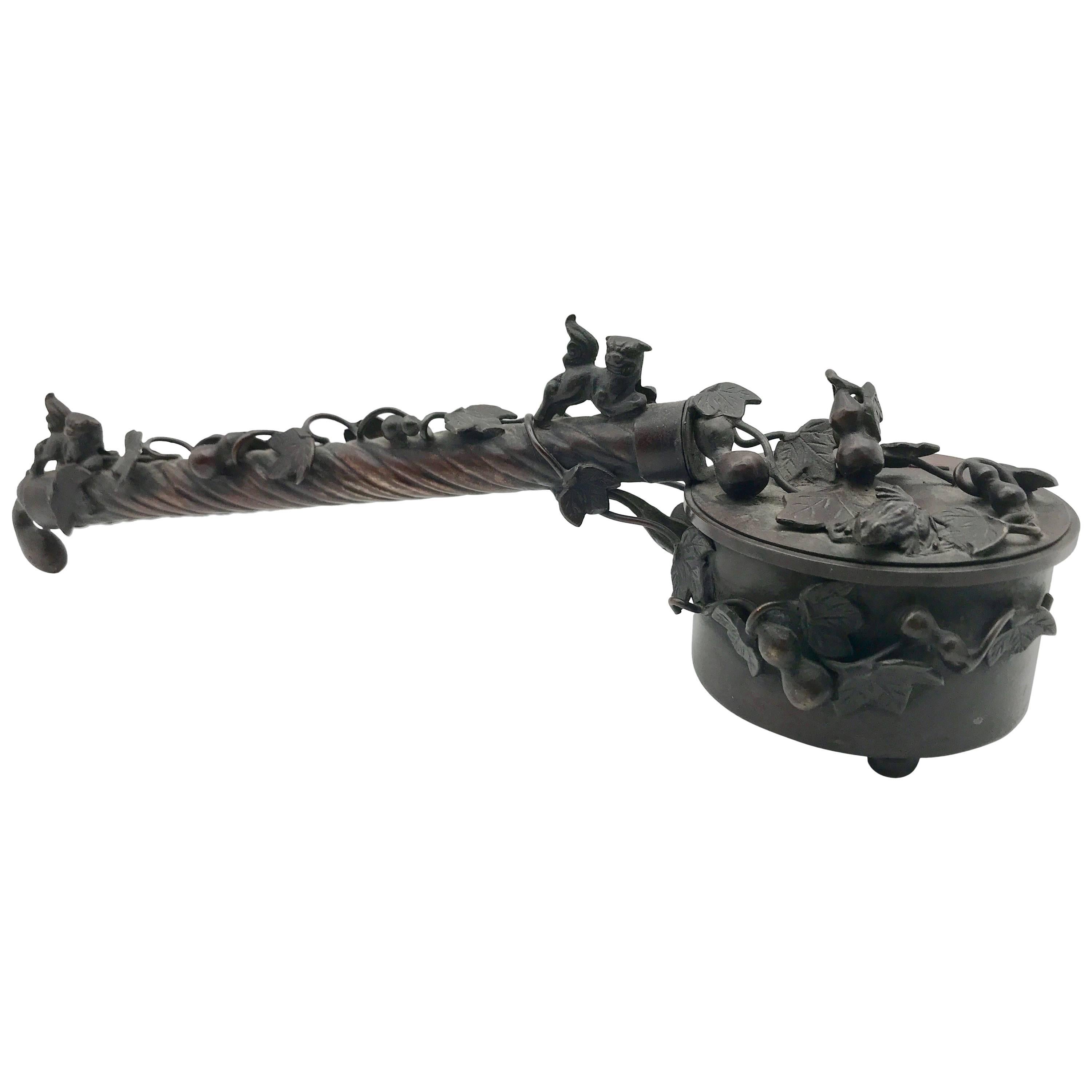 Antique Japanese Yatate Bronze Calligraphy Box