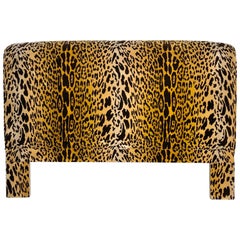 Leopard Velvet Upholstered Queen Headboard