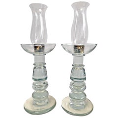 Pair of Glass Candleholders