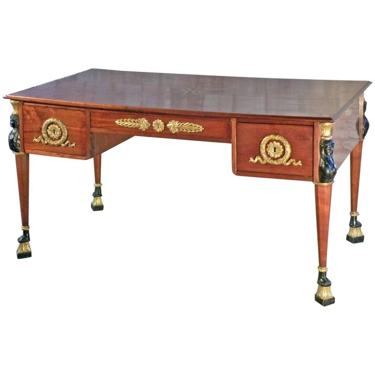 French 19th Century Empire Mahogany Partners Desk For Sale At 1stdibs