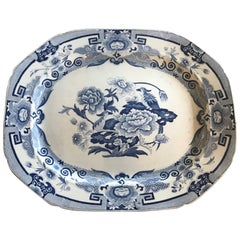 Antique 19th Century English Blue and White Transferware Platter