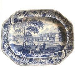 Antique 19th Century English Blue and White Transferware Platter