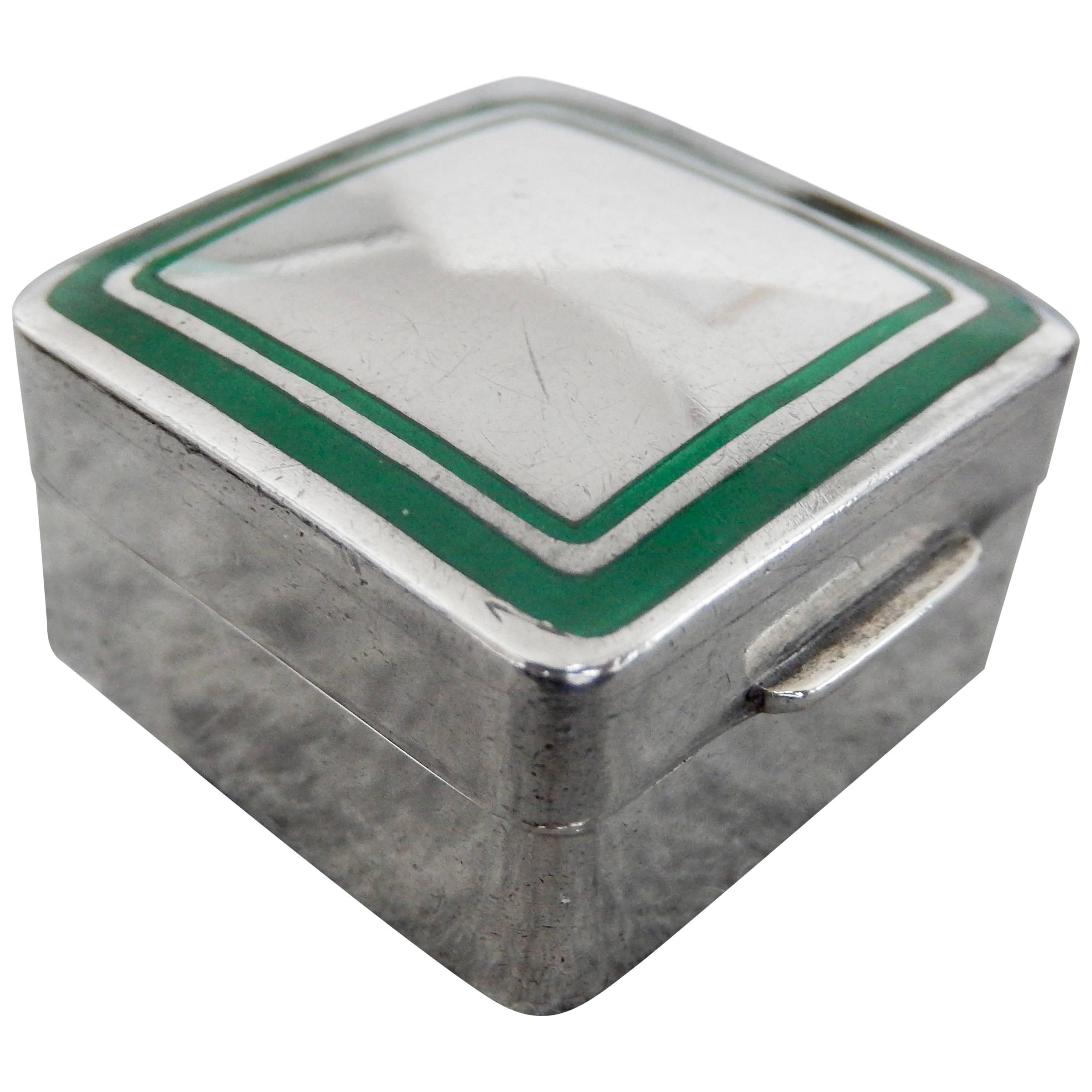 1970s Cartier Sterling Silver and Enamel Pillbox