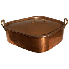 French Copper Flounder Pot with Superb Fitted Grate, Tinned