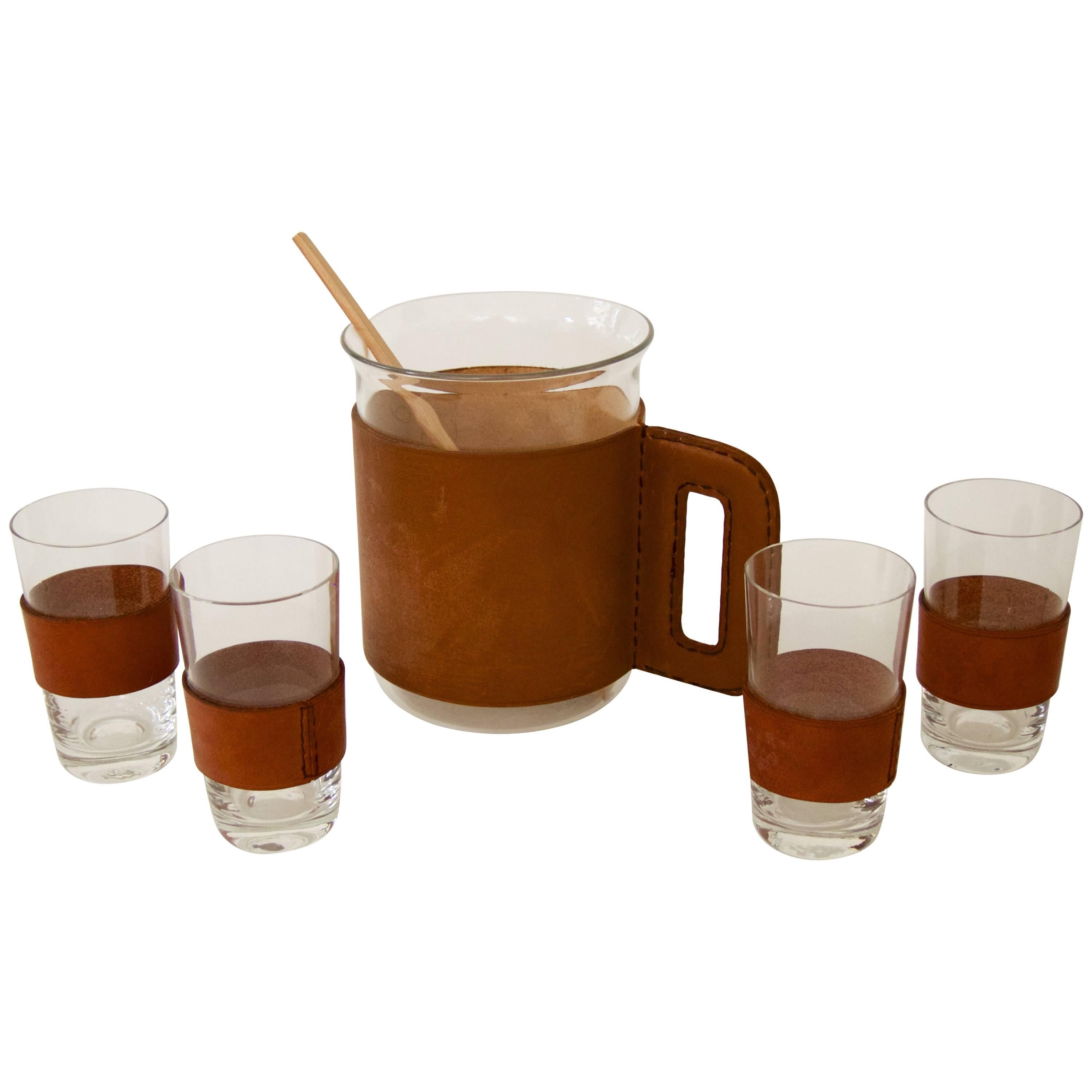 Pitcher with Four Glasses and a Bamboo Muddler