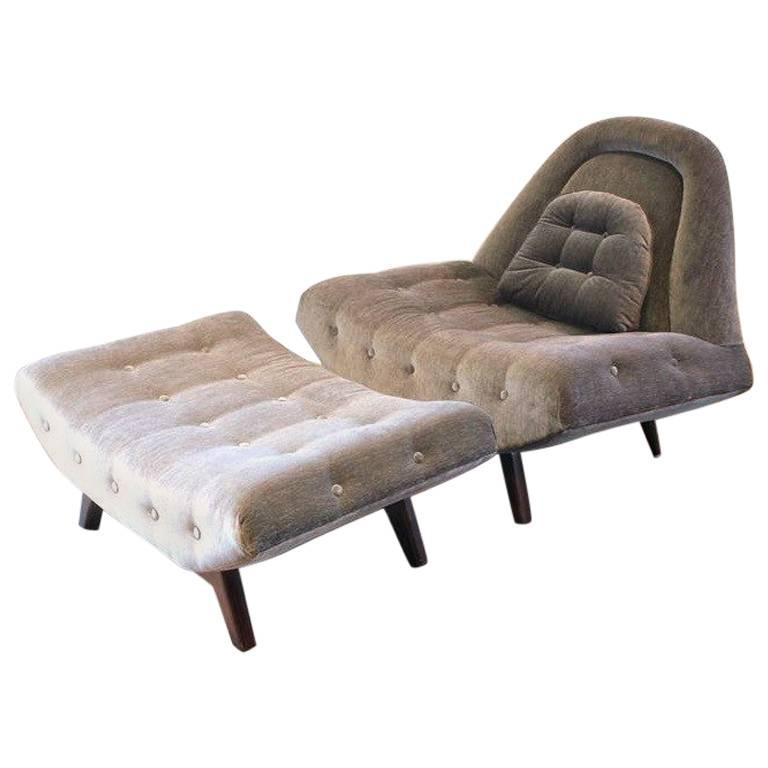 Tufted Gondola Chair and Ottoman by Adrian Pearsall For Sale