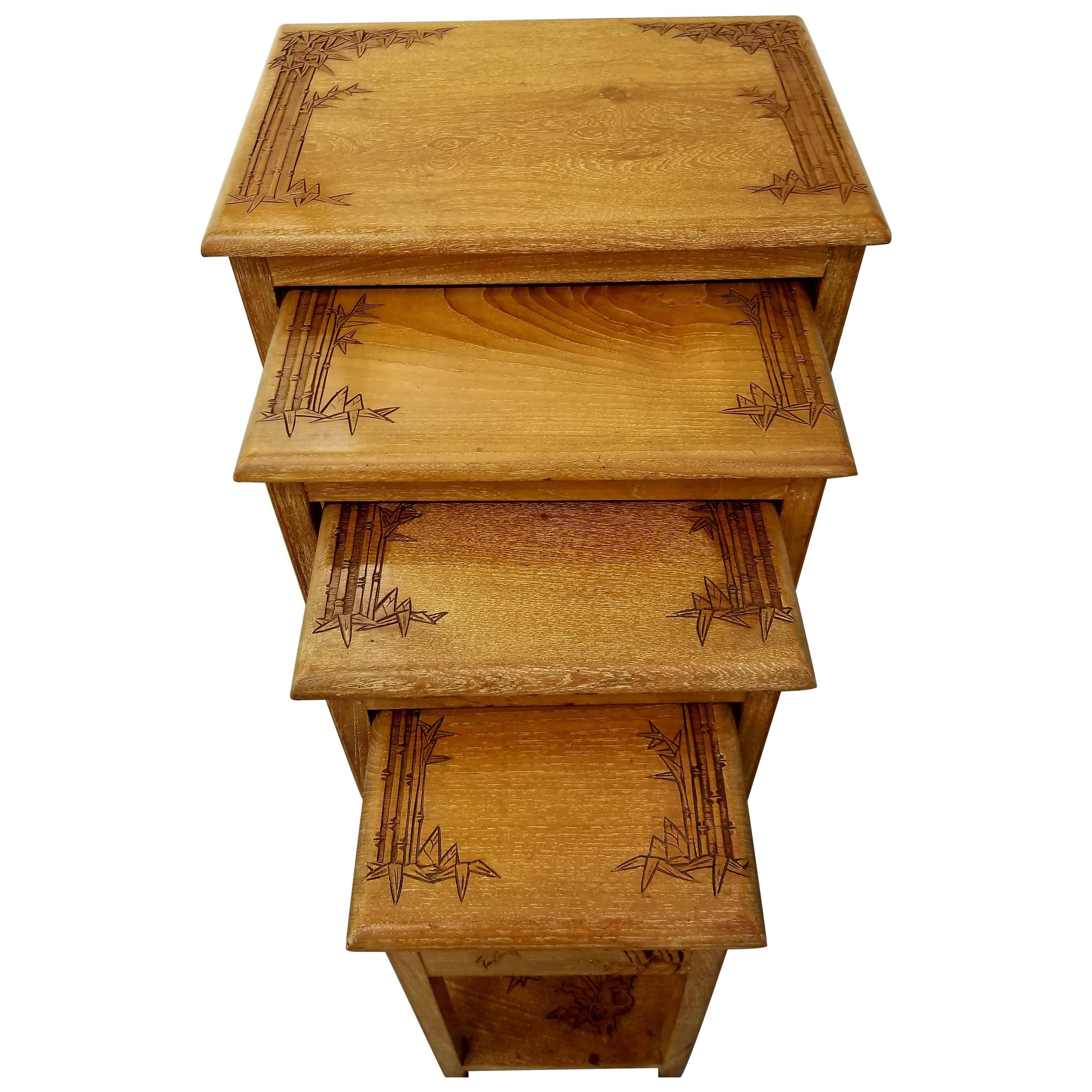Carved Chinese Nesting End Tables by George Zee