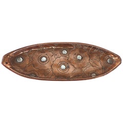 Vintage Mid-Century Modern Copper and Applied Silver Tray by Victoria of Taxco, Mexico