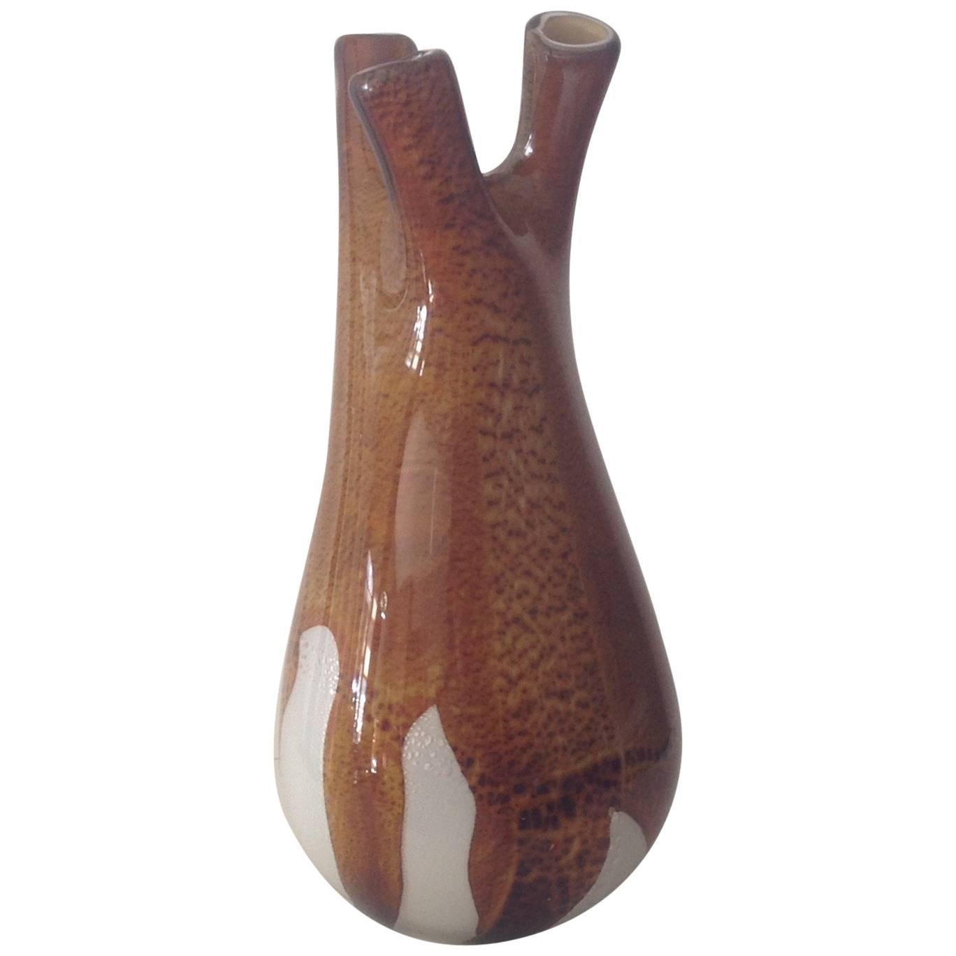 Rare Avem Murano Triple Neck Vase by Aldo Nason For Sale