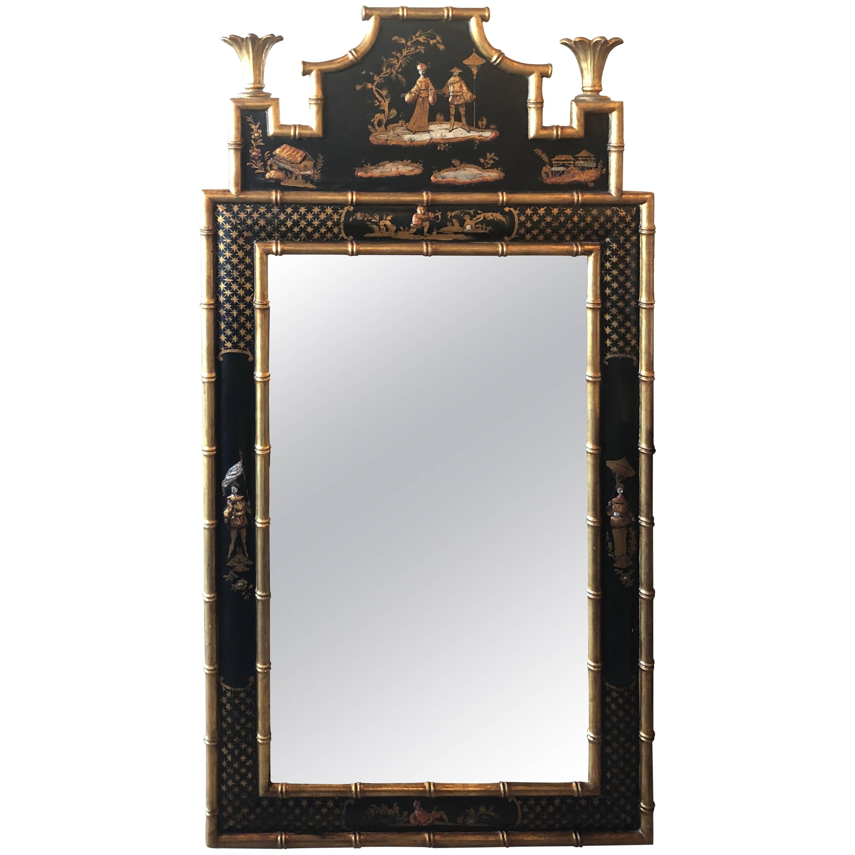 Pagoda Chinoiserie Wall Mirror Asian Faux Bamboo Chinese Chippendale