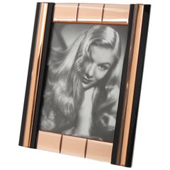 French Mid-Century Black and Copper Mirror Picture Photo Frame