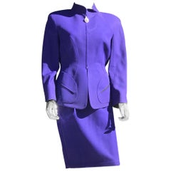 Vintage 1980s Thierry Mugler Sculptured Suit in Bright Blue