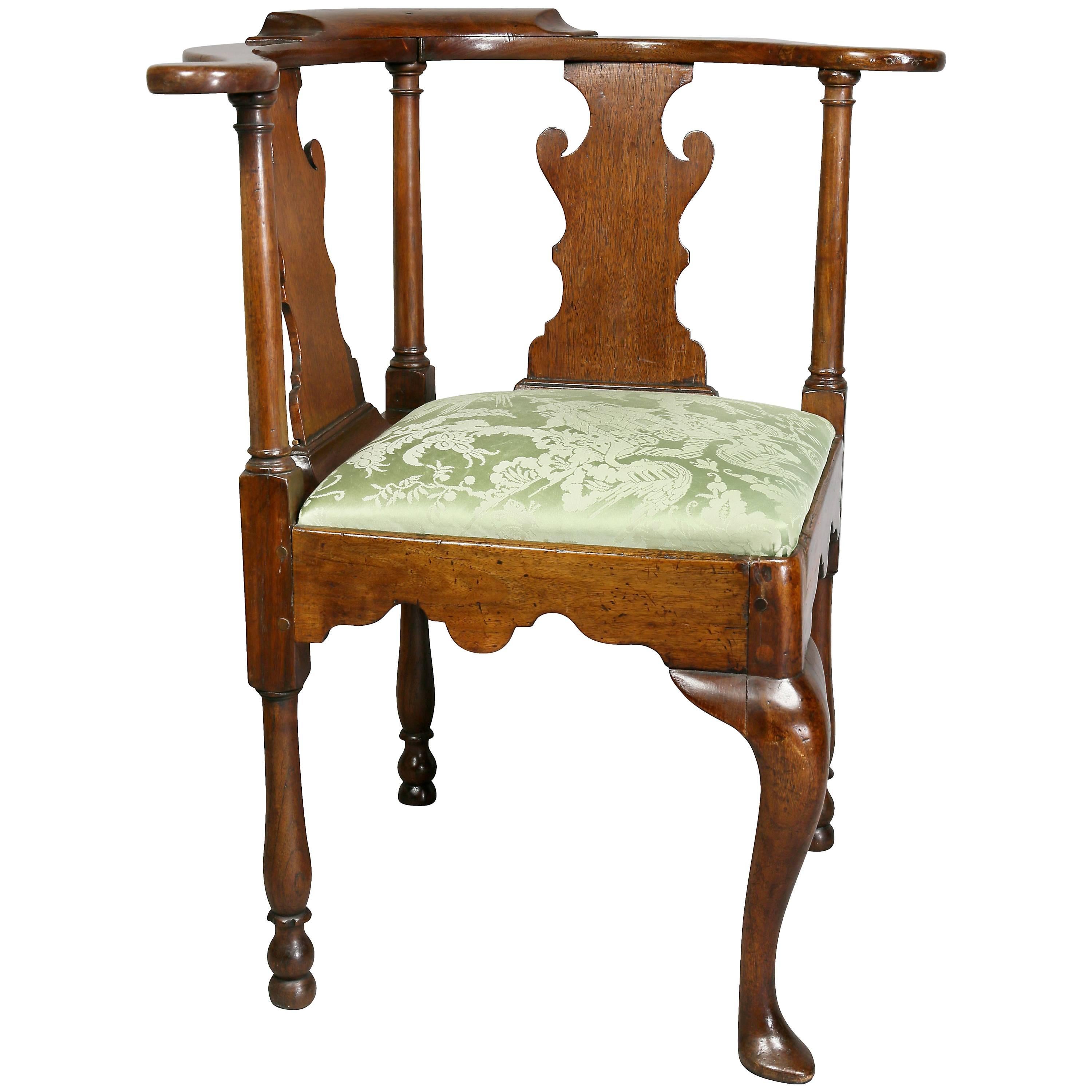 George II Walnut Corner Chair