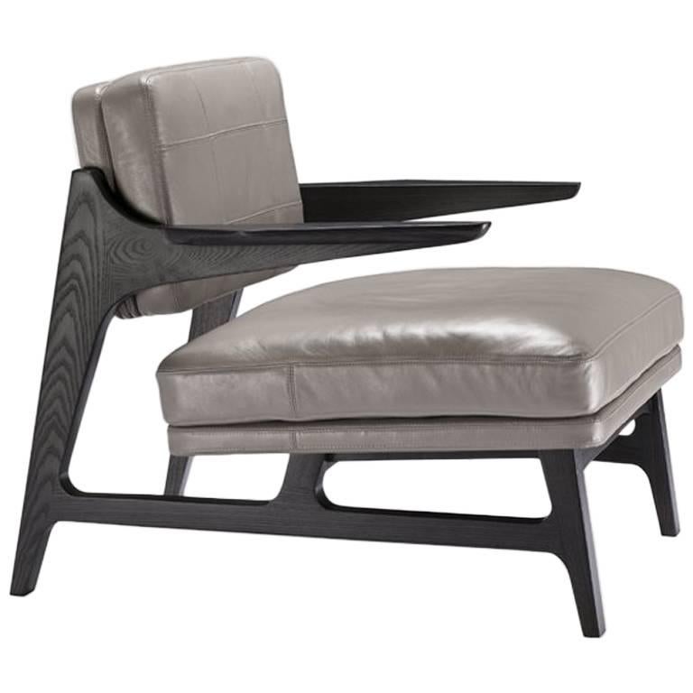 Contemporary Miles Timber Frame Lounge Armchair For Sale