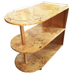 Unusual European Birch Bar Cart Auto Trolley