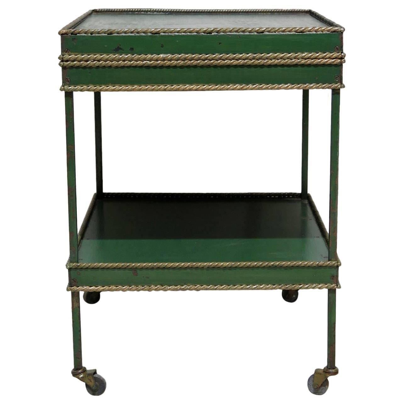 French 1950s Tole Table on Casters