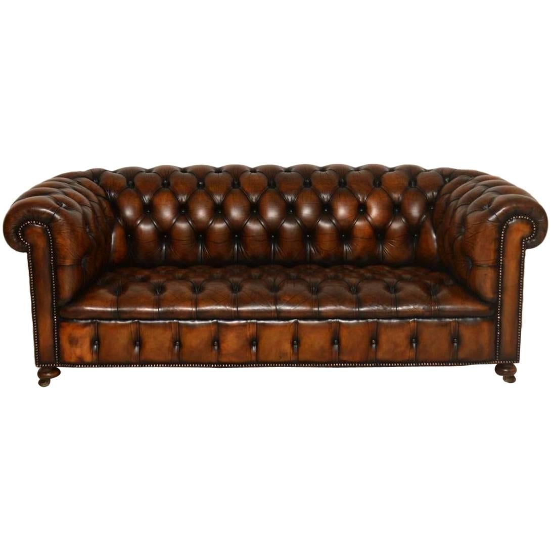 Antique Deep Buttoned Leather Chesterfield Sofa