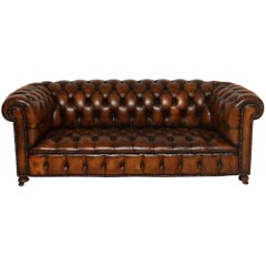 Antique Deep Buttoned Leather Chesterfield Sofa