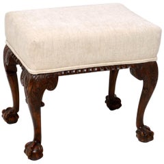 Antique Carved Mahogany Stool