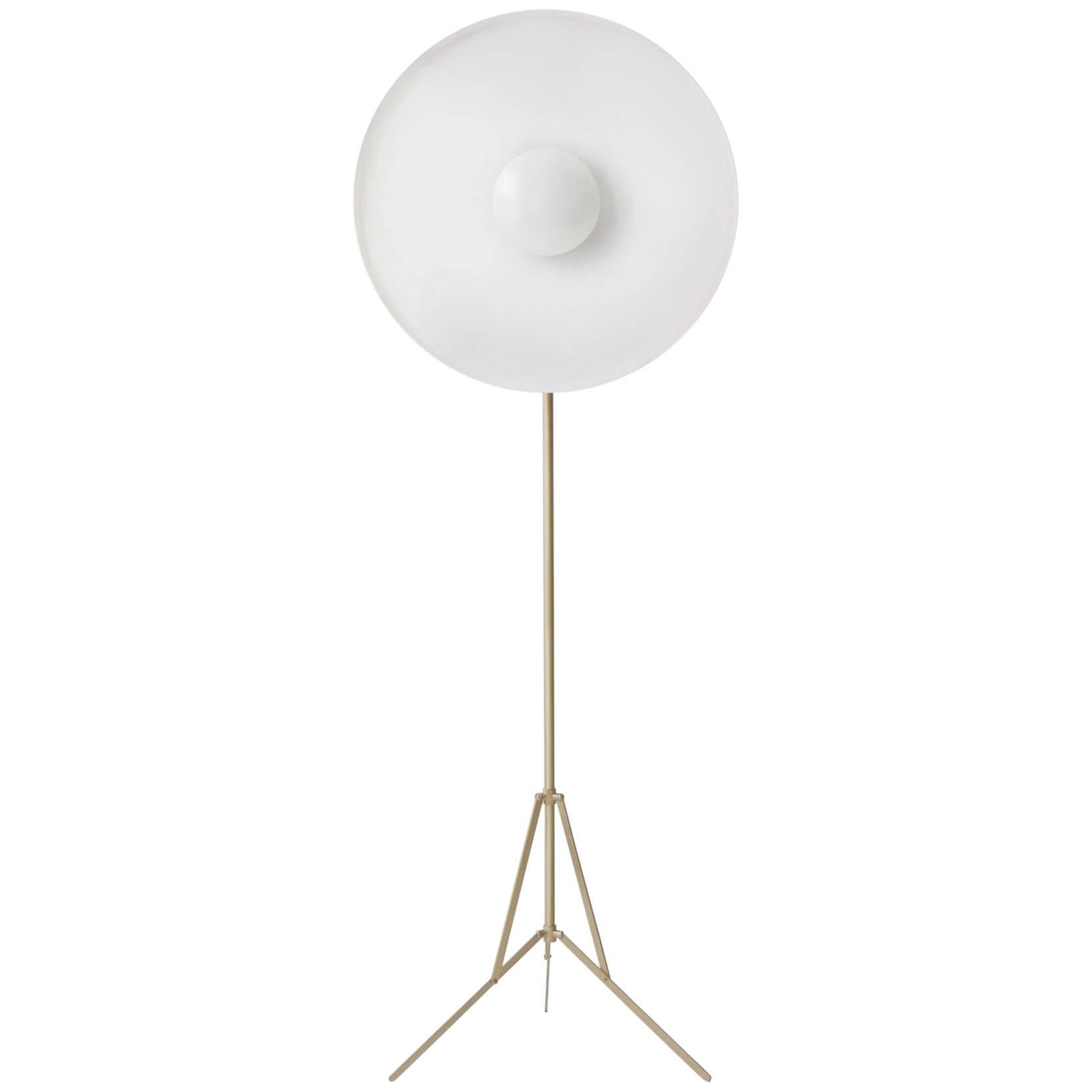 Parabola White, Copper Floor Lamp with Brass Base Designed by Atelier Biagetti For Sale