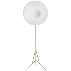 Parabola White, Copper Floor Lamp with Brass Base Designed by Atelier Biagetti