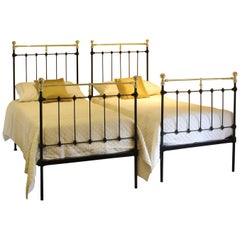Antique Matching Pair of Twin Brass and Iron Beds MPS24
