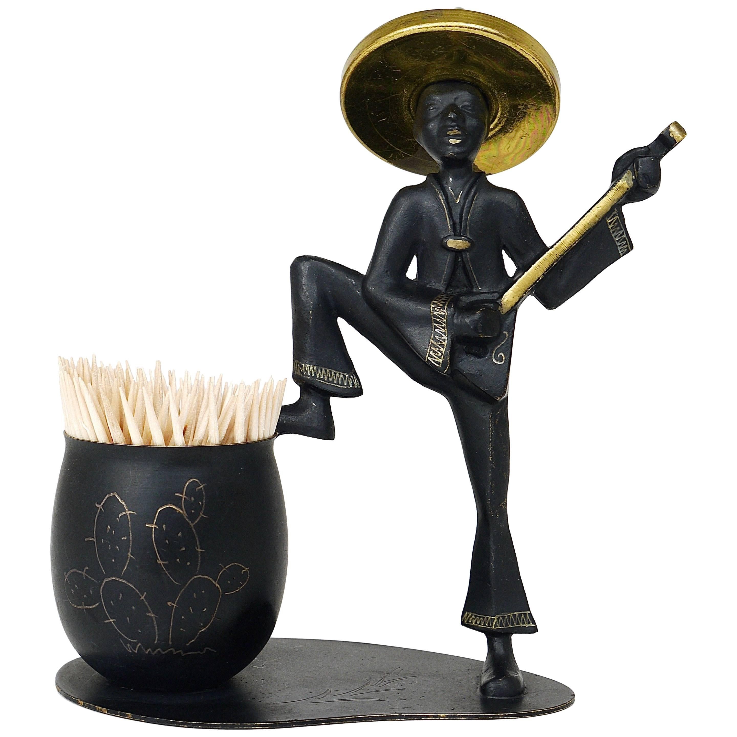 Mexican Playing Guitar Sculptural Toothpick Stand, Hertha Baller, Austria, 1950s