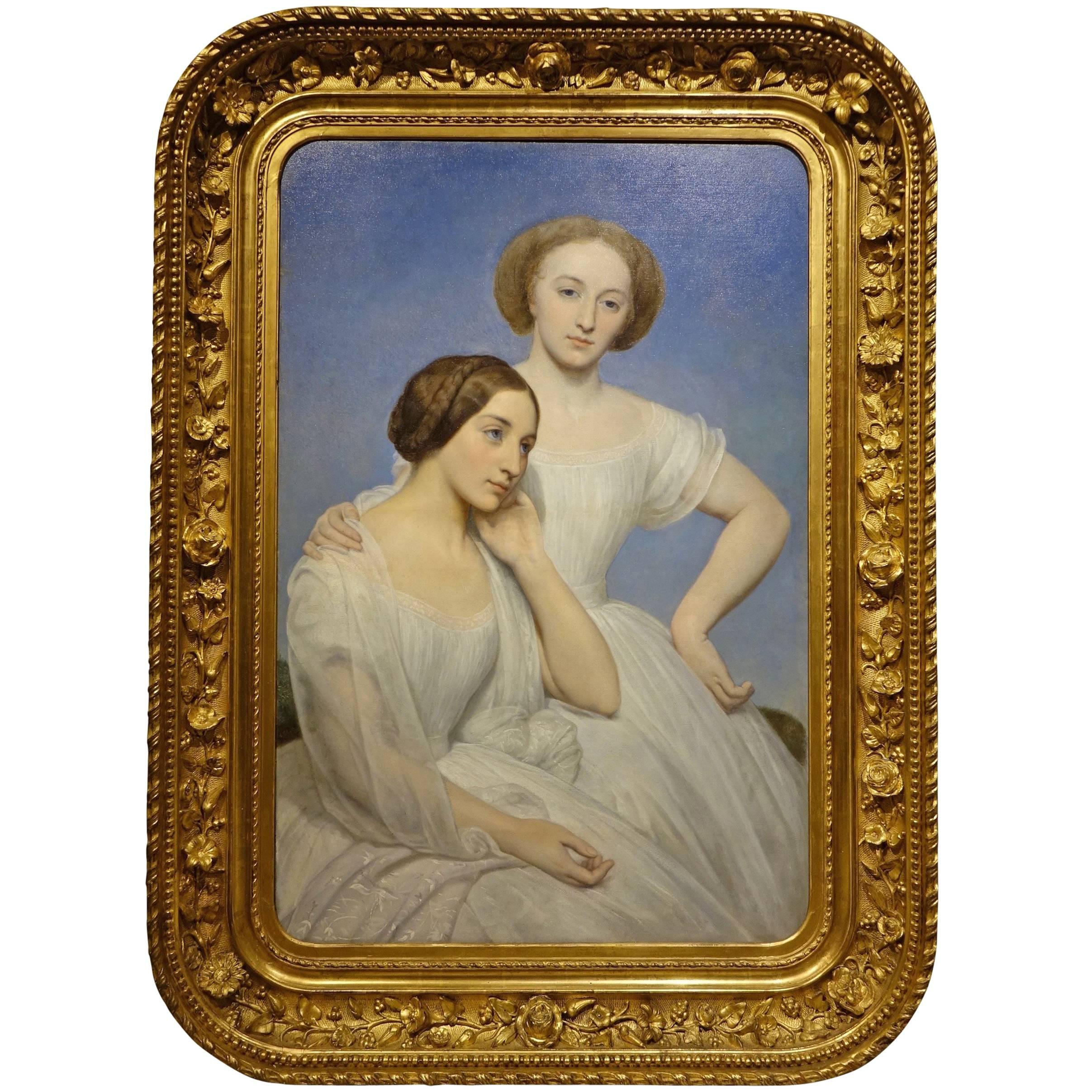  Double Portrait by Ary Scheffer (1795-1858  )Oil on Panel 