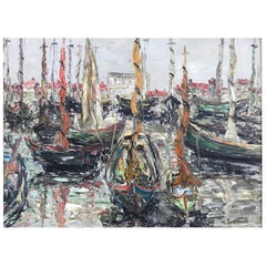 yves de saint front peintre Yves de Saint Front 20th Century Oil on Canvas Port of Marseille