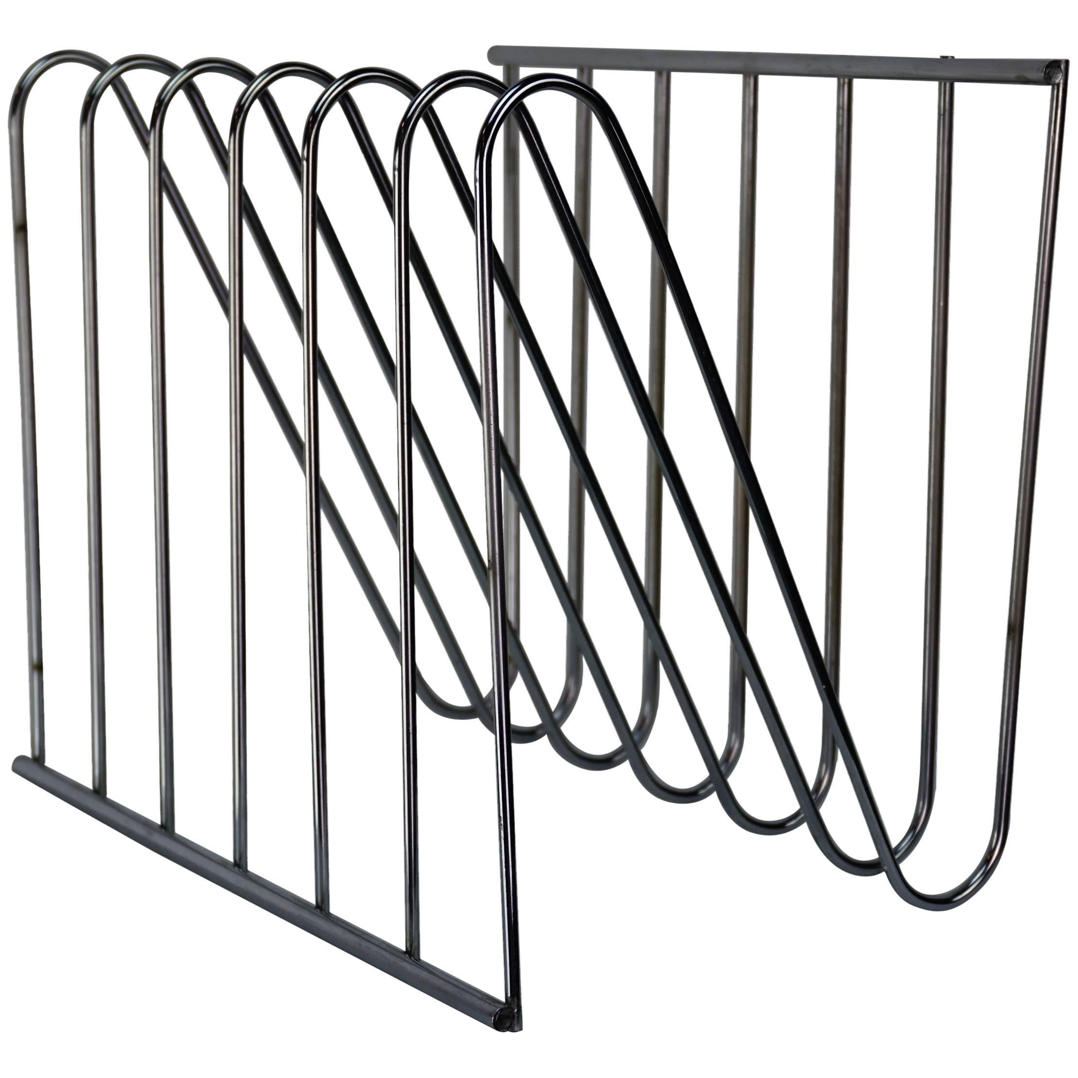 French Design Chromed Magazine Rack by François Arnal