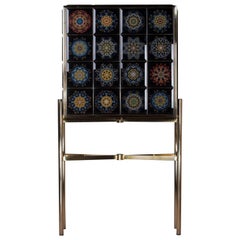 Limited Edition Cabinet I in Walnut, Ebony and Gem stones, handcrafted in Spain