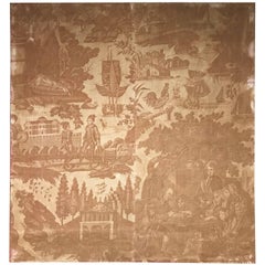 Antique 18th Century French Toile De Jouy Textile Panel