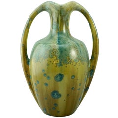 Antique Monumental Pierrefonds French Art Nouveau Crystalline Ceramic Vase
