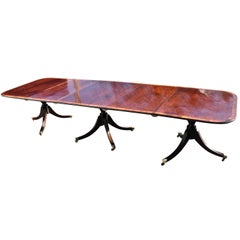 Regency Style Mahogany 3 Pedestal Dining Table, circa 1900