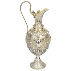 Ancienne cruche victorienne en argent avec couvercle Sibray Hall & Co Sheffield:: 1879