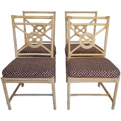 Set of Four McGuire Style Rattan Dining Chairs