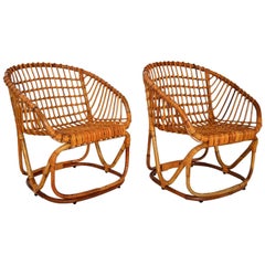 Italian Bamboo Chairs by Tito Agnoli, 1970s