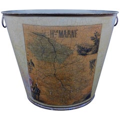 French Regency Style Tole Waste Paper Basket or Trash Can