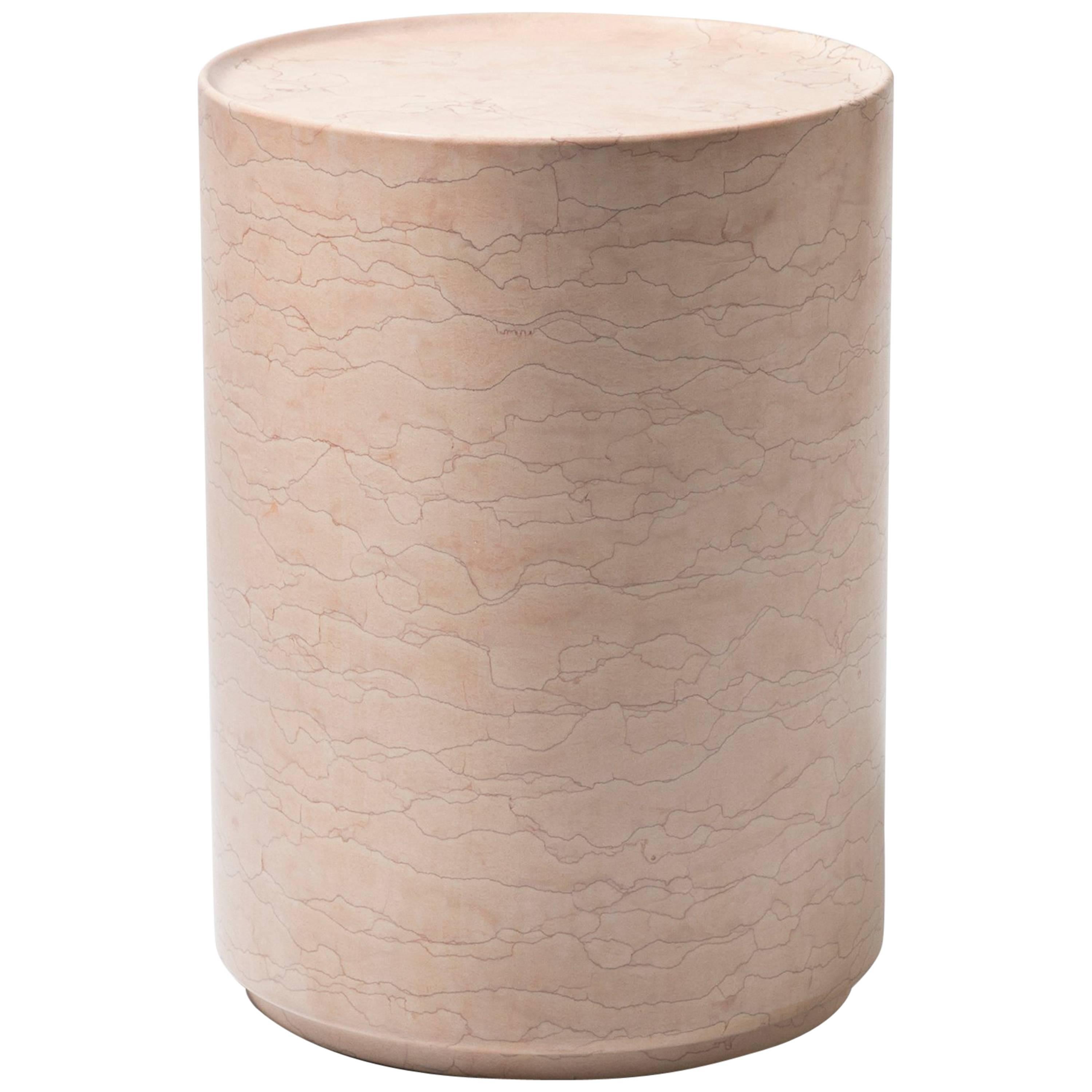 Contemporary Minimal Pink Amara Marble Side Table Handcrafted in Italy