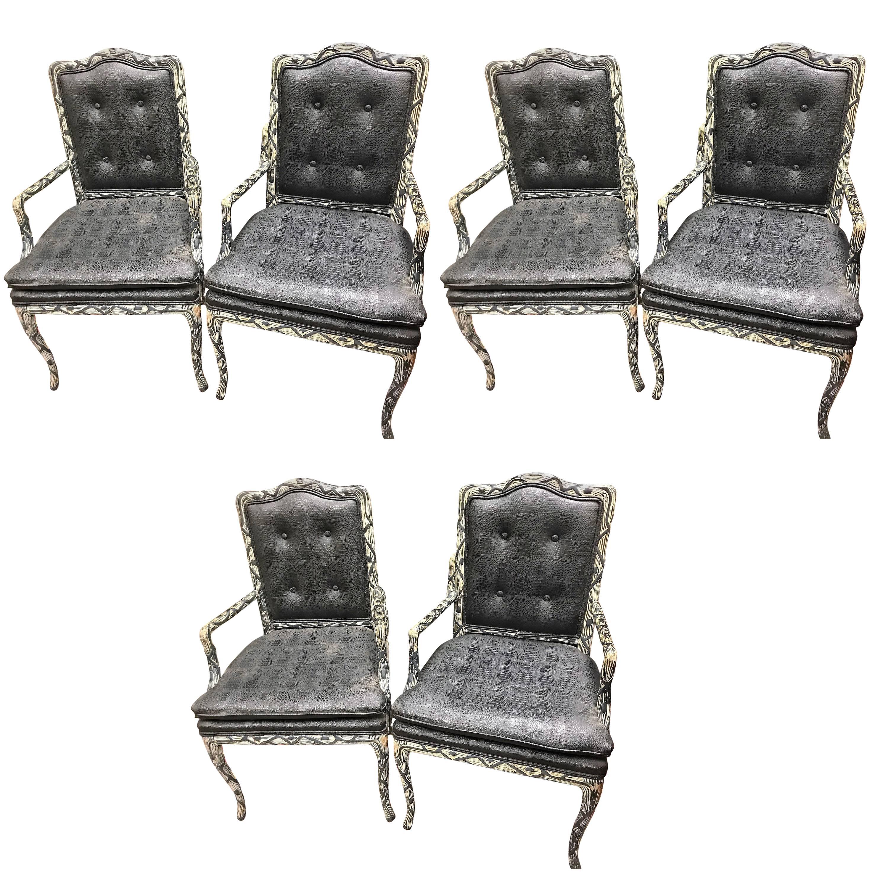 Set of Six French Styled Open Armchairs
