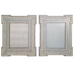Pair of Painted Blue and Cream Mirrors
